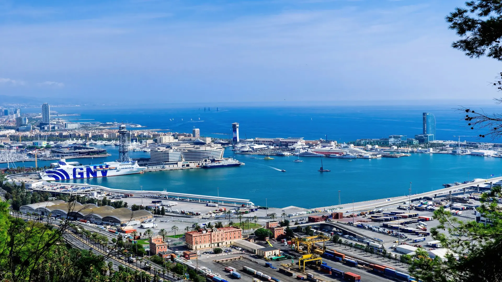 Barcelona harbour and city skyline